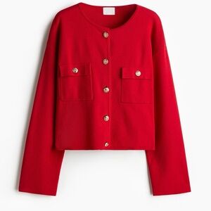 H&M Red Button-Up Cardigan